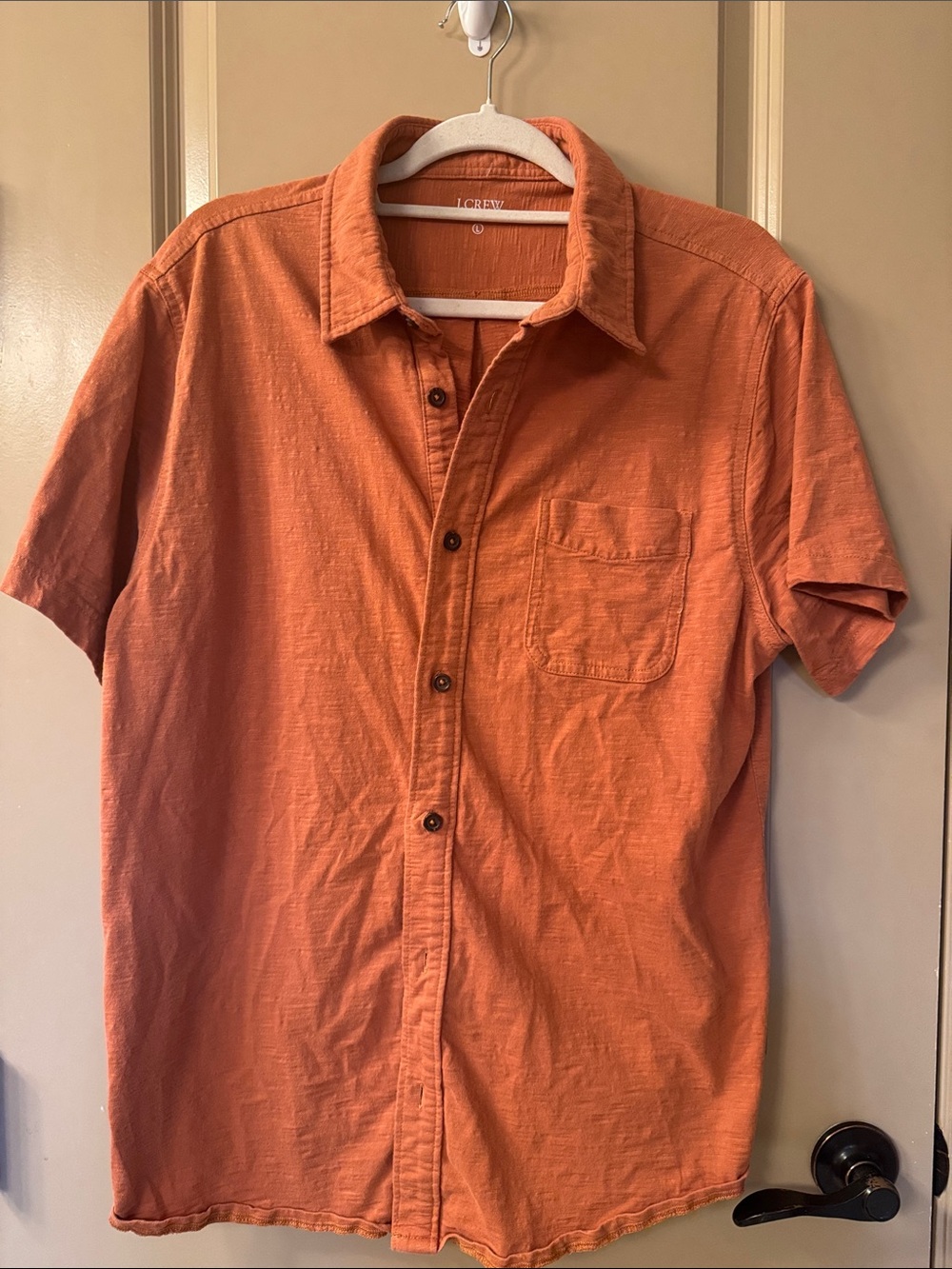J. Crew Short-Sleeve Button-Down Shirt in Burnt Orange